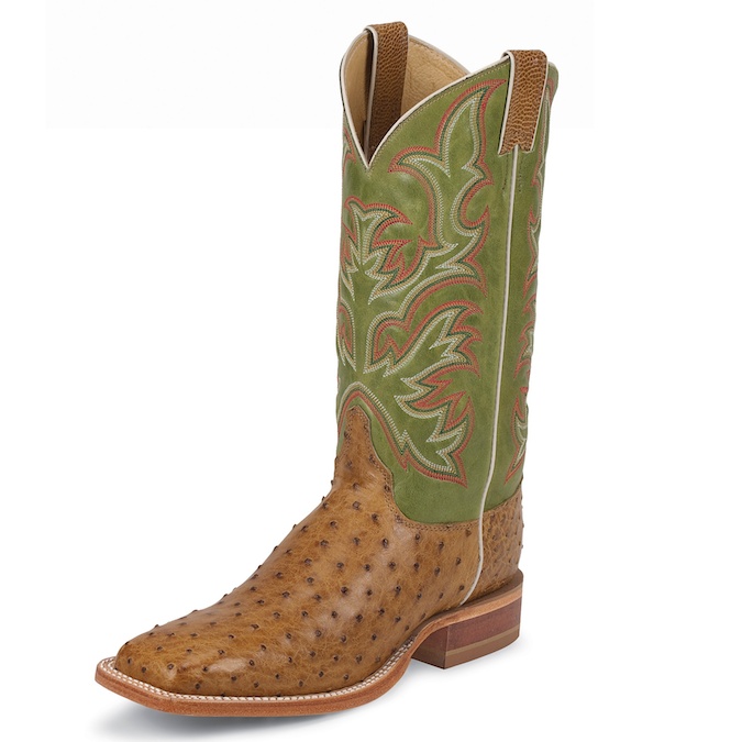 8574 Men's Justin Square Toe Full Quill Ostrich Cowboy Boot